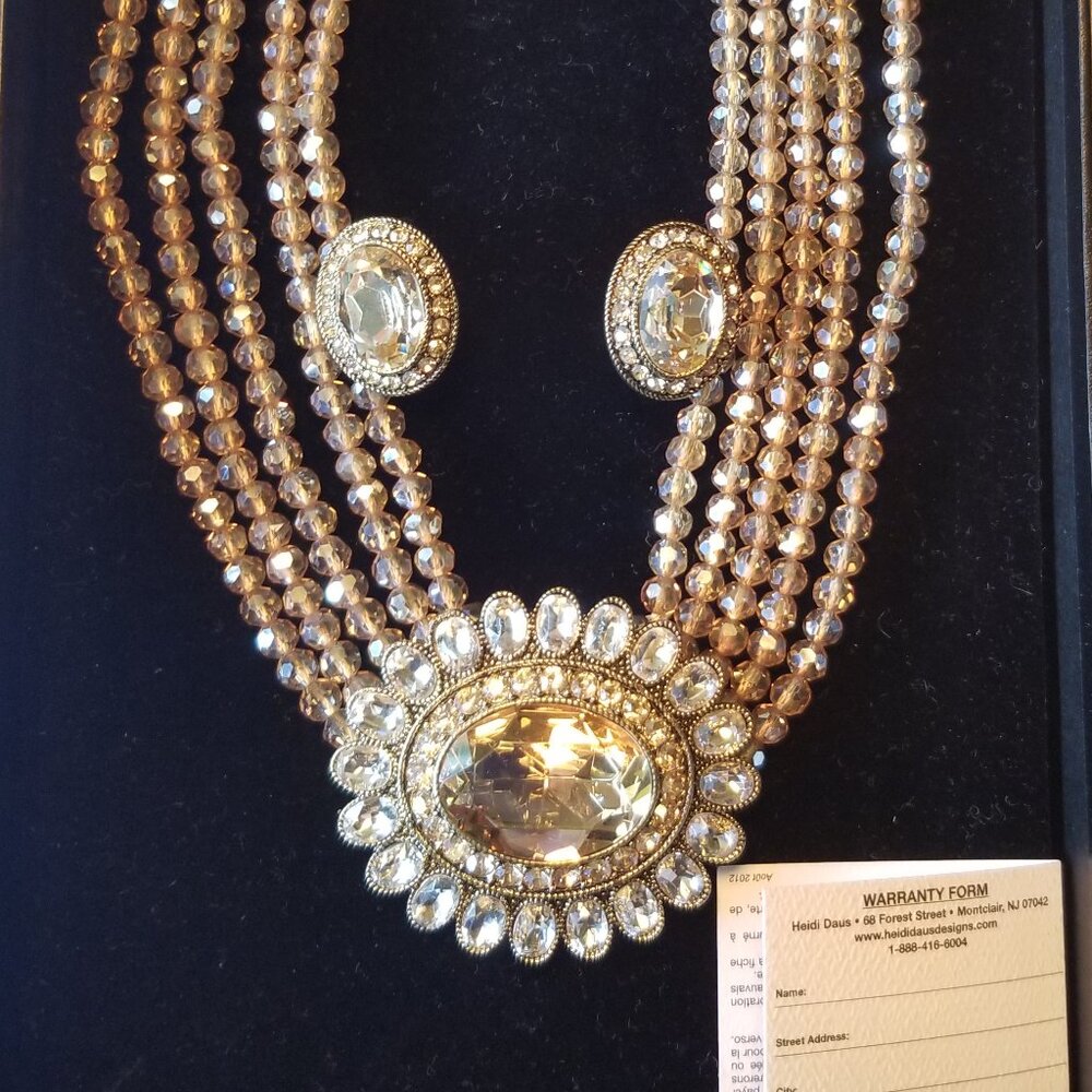 Heidi Daus 'Dazzling Delight' 5 row beaded crystal necklace, matching earrings